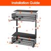 2Pcs Under Sink Organizer 2 Tier Pull Out Cabinet Baskets Storage Shelf Sliding Storage Drawers Rack With 5 Adjustable Height Mesh Baskets For Home Ki