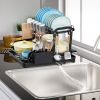 2-Tier Dish Drying Rack For Kitchen Counter Space Saving Rustproof Dish Rack With Drainboard Detachable Kitchen Drainer Organizer Set With Utensil Hol