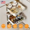 Pull Out Cabinet Organizer Stick On Drawer Carbon Steel Pull Out Shelf Slide Out Pantry Organizer For Kitchen Bathroom Living Room 11.93"Wx16.61"Dx2.2