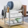 3-Tier Dish Drying Rack Dish Drainer Shelf W/ 3 Drain Trays Chopping Board Rack Utensil Rack Chopsticks Holder For Kitchen Counter Storage