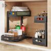 2Pcs Under Sink Organizer 2 Tier Pull Out Cabinet Baskets Storage Shelf Sliding Storage Drawers Rack With 5 Adjustable Height Mesh Baskets For Home Ki