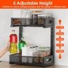 2Pcs Under Sink Organizer 2 Tier Pull Out Cabinet Baskets Storage Shelf Sliding Storage Drawers Rack With 5 Adjustable Height Mesh Baskets For Home Ki