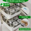 2Pcs Pull Out Cabinet Organizers Sliding Shelf Spice Rack Carbon Steel Roll Out Drawers Fixed With Adhesive Nano Film With Handle 55Lbs Max Load