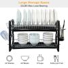 2 Tier Iron Dish Drying Rack Drainboard Set With Large Storage Anti-Rust Dish Drainer Shelf Tableware Holder Cup Holder For Kitchen Counter Storage