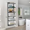 Over The Door Pantry Organizer 6-Tier Pantry Door Organizer Carbon Steel 110Lbs Loading Easy Install Behind Door Storage For Closet Kitchen Bathroom 5