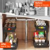 2Pcs Under Sink Organizer 2 Tier Pull Out Cabinet Baskets Storage Shelf Sliding Storage Drawers Rack With 5 Adjustable Height Mesh Baskets For Home Ki
