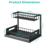 2 Tier Under Sink Organizers Pull Out Under Cabinet Basket Storage Shelf Sliding Drawer For Kitchen Bathroom