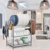 3-Tier Dish Drying Rack Dish Drainer Shelf W/ 3 Drain Trays Chopping Board Rack Utensil Rack Chopsticks Holder For Kitchen Counter Storage