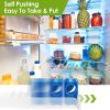 Drink Organizer For Fridge Spring Loaded Beverage Dispenser Width Adjustable Drink Holder With Automatic Pusher Glide 5 Rows Hold Up To 25 Cans Bottle