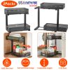 2Pcs Under Sink Organizer 2 Tier Pull Out Cabinet Baskets Storage Shelf Sliding Storage Drawers Rack With 5 Adjustable Height Mesh Baskets For Home Ki