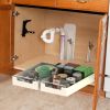 2Pcs Pull Out Cabinet Organizers Sliding Shelf Spice Rack Carbon Steel Roll Out Drawers Fixed With Adhesive Nano Film With Handle 55Lbs Max Load
