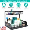 2 Tier Under Sink Organizers Pull Out Under Cabinet Basket Storage Shelf Sliding Drawer For Kitchen Bathroom
