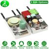 2Pcs Pull Out Cabinet Organizers Sliding Shelf Spice Rack Carbon Steel Roll Out Drawers Fixed With Adhesive Nano Film With Handle 55Lbs Max Load