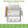 3-Tier Dish Drying Rack Dish Drainer Shelf W/ 3 Drain Trays Chopping Board Rack Utensil Rack Chopsticks Holder For Kitchen Counter Storage