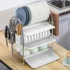 3-Tier Dish Drying Rack Dish Drainer Shelf W/ 3 Drain Trays Chopping Board Rack Utensil Rack Chopsticks Holder For Kitchen Counter Storage
