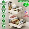 2Pcs Pull Out Cabinet Organizers Sliding Shelf Spice Rack Carbon Steel Roll Out Drawers Fixed With Adhesive Nano Film With Handle 55Lbs Max Load