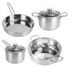 Stainless Steel Cookware Set Fast Even Heat Induction Pots Pans Set Dishwasher Safe With 2.7/3.7 Quart Stockpot 2 Quart Saucepan 9.17In Frying Pan