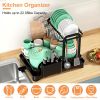 2-Tier Dish Drying Rack For Kitchen Counter Space Saving Rustproof Dish Rack With Drainboard Detachable Kitchen Drainer Organizer Set With Utensil Hol