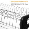 2 Tier Iron Dish Drying Rack Drainboard Set With Large Storage Anti-Rust Dish Drainer Shelf Tableware Holder Cup Holder For Kitchen Counter Storage