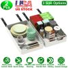 2Pcs Pull Out Cabinet Organizers Sliding Shelf Spice Rack Carbon Steel Roll Out Drawers Fixed With Adhesive Nano Film With Handle 55Lbs Max Load