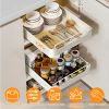 Pull Out Cabinet Organizer Stick On Drawer Carbon Steel Pull Out Shelf Slide Out Pantry Organizer For Kitchen Bathroom Living Room 11.93"Wx16.61"Dx2.2