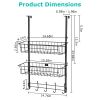 Over The Door Hooks Organizer Door Towel Rack Hanger 5 Hooks With 2 Metal Baskets For Bathroom Bedroom Kitchen Storage Shelf