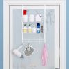 Over The Door Hooks Organizer Door Towel Rack Hanger 5 Hooks With 2 Metal Baskets For Bathroom Bedroom Kitchen Storage Shelf